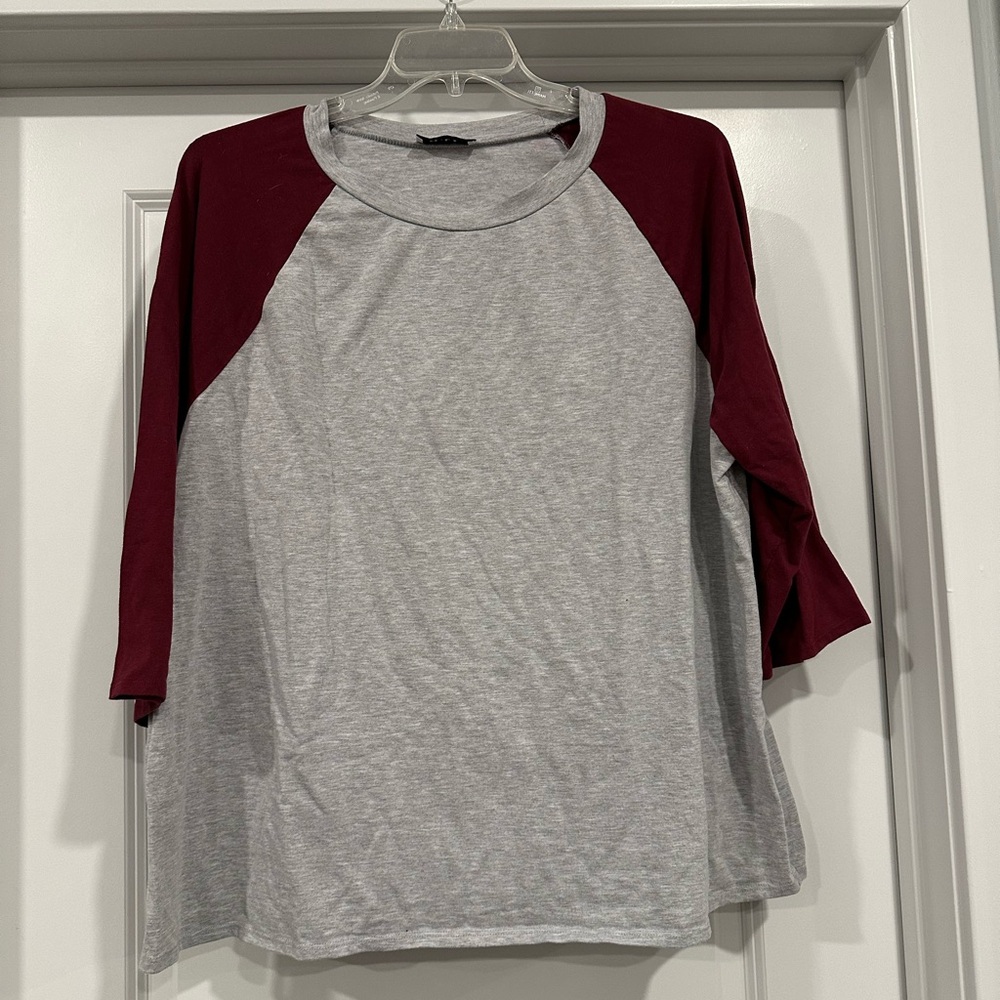 Gilli Gray and Burgundy Long Sleeve Tee